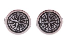 Montblanc - a pair of cufflinks adorned with compass roses on mother of pearl, an homage to Robert L