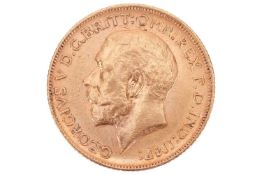 A George V full sovereign, dated 1911, obverse bare head.