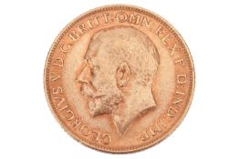 A George V full sovereign, dated 1912, obverse bare head.