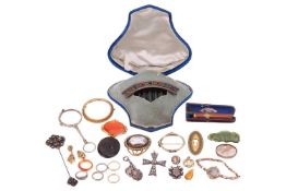 A collection of jewellery and costume jewellery; comprising a diamond-set eternity ring in white met