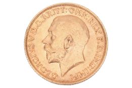 A George V full sovereign, dated 1913, obverse bare head.
