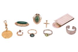 A Dukat 1754 converted to a fob, 5.2 grams; a 9ct gold ring set with a tourmaline, 1.9 grams; a ring
