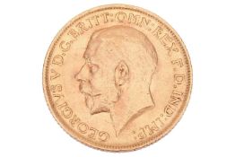 A George V full sovereign, dated 1913, obverse bare head.
