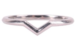 Tiffany & Co. - a chevron ring with knife-edge design, white metal marked 'Pt 950', signed, size