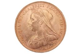 A Queen Victoria full sovereign, dated 1865, Melbourne minted, obverse veiled head.
