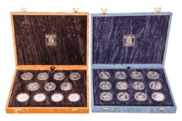 Two sets of Royal Mint silver coins; 1991 75th Anniversary of Worldwide Scouting, comprising 11 coin