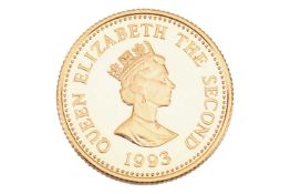 A Royal Mint United Kingdom Alderney Coronation Anniversary £25 gold coin, 1993, boxed with certific