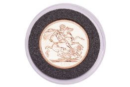 A Queen Elizabeth II 2011 sovereign, in capsule.