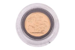 1979 Elizabeth II Royal Mint Sovereign, 22ct gold, diameter 22.05 mm, 7.98 grams, encapsulated and b