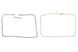 A Victorian fancy link chain (with broken link), together with a seed pearl-set chain (with broken l