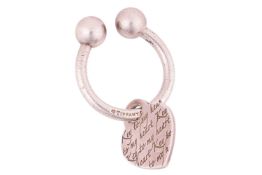 Tiffany & Co. - a silver keyring, with heart-shaped charm engraved 