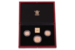 1996 United Kingdom Gold Proof Three Coin Sovereign Collection, including; half sovereign, diameter 