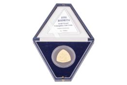 1996 Bermuda gold proof triangular $60 coin, .999 fine gold, diameter 35.00 mm, 31.489 grams, encaps