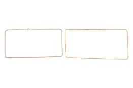 A 9ct gold cable link chain, 42 cm long, 6.3 grams; together with a rope twist chain with barrel cla