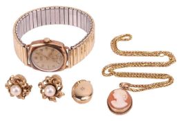 A Bertina Star watch, with gold-plated finish and a hallmarked 9ct gold case back, with elasticated 