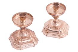 A pair of Danish silver-plated candlesticks, by Hans Jensen & Co., with an octagonal knop and on