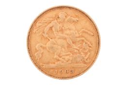 An Edward VII half sovereign, dated 1903, obverse bare head to the right.