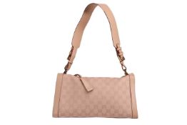 Gucci - a shoulder bag in beige canvas with leather trim, top zip closure, equipped with a shoulder 