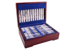 A Mappin & Webb ninety-piece silver-plated stainless-steel canteen for twelve, plus an additiona