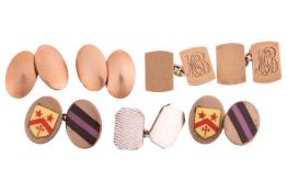 A group of cufflinks, comprising two pairs of 9ct gold cufflinks with a combined weight of 17.0 gram