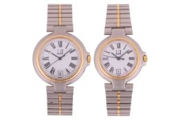 Dunhill – A pair of ‘His & Hers’ wrist watches, the cases measuring 32mm and 26mm respectively, 