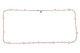 Tiffany & Co. - A cultured pearl necklace, comprising a row of potato-shaped cultured pearls of 