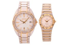 Two watches; The first an Omega Constellation 25mm wrist watch in stainless steel, quartz movement, 