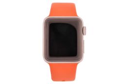 An Hermès Apple watch, series 2, 38mm stainless steel case, equipped with an orange rubber strap, an