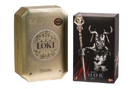 A Thor Hot Toys Odin 1:6 Figure Set, MMS148, with bag and original outer carton, together with a Tho