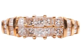 A diamond-set dress ring, with an estimated total diamond weight of 0.70ct, set with two rows of gra