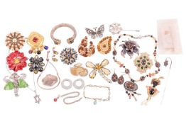 A quantity of modern silver and modern costume jewellery; comprising a large collection of paste-set