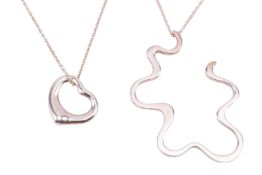Tiffany & Co. - a pendant necklace by Frank Gehry and an 'Open Heart' pendant necklace by Elsa P