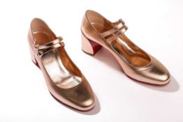 Christian Louboutin - a pair of Miss Jane 55 in Leche metallic leather (size 39.5) RRP£775 Condition