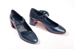 Christian Louboutin - a pair of Miss Jane 55 in denim patent pearl leather. (size 39.5) RRP£775 Cond