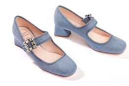 Roger Vivier - a pair of Tres Vivier Strass babies 45 pumps in Jeans Chiaro. (size 39.5) RRP£1130 Co