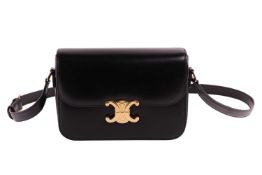Celine - a Classique Triomphe crossbody bag in black calfskin, with adjustable strap from drop lengt