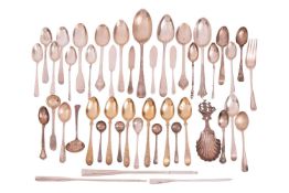 A set of six George III silver gilt teaspoons, marks indisinct, together with a Maltese 800 standard