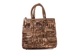 Anya Hindmarch - shopper in woven metallic bronze leather. Condition: A+ like newPrivate collection