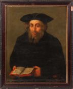 Hungarian School (19th century), Bust length portrait of a bearded gentleman holding a book, oil on 