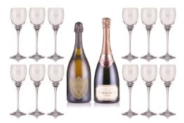 A bottle of Krug Champagne, in original wooden case, stamped to the top: '20th Anniversary 1969-1989