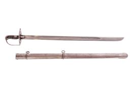 A 1796-type heavy trooper's sword and scabbard, (copy), the scabbard is marked Osborn & Co, Birm