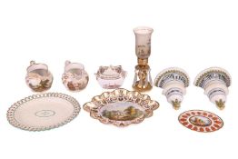 A Derby Porcelain lobed dish with painted Italian scene, late 18th / early 19th century, titled 'In 