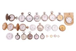 A Hebdomas eight day pocket watch, the three quarter enamel dial with Arabic numerals, exposed keyle