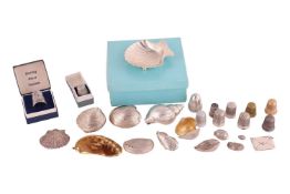 A collection of small silver and other items to include; a silver Tiffany and Co. pin dish in the fo
