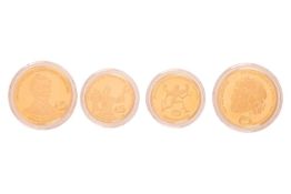 A collection of four Greek gold Drachma proof coins, including two 5000 Drachma coins,1981/82 and tw