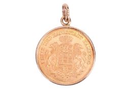 An 1877 German State Free Hanseatic City of Hamburg 5 mark charm, mint mark 'J', in a conforming mou