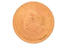 A South African, 1962 two rand gold coin, 8 grams, 20 mm diameter.