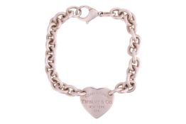 Tiffany & Co. - a 'Return to Tiffany' bracelet, the heart-shaped tag attached to a thick cable l