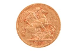 A Queen Victoria 1884 full sovereign, Young Head to the left, 7.9 grams.