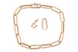A paperclip link bracelet, composed of elongated belcher links, in yellow metal marked ‘585’, measur